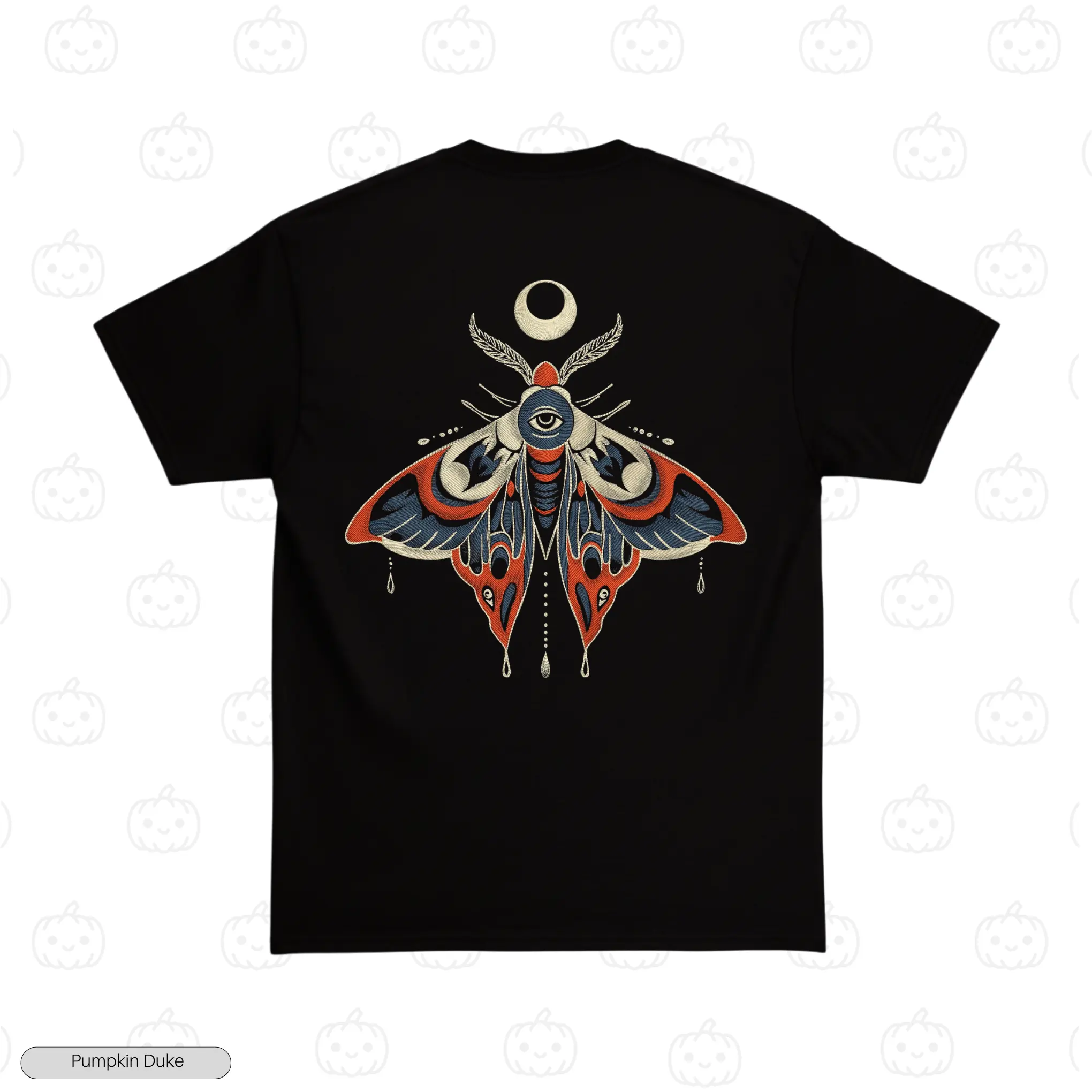 Gothic Luna Moth Black Back Embroidery T-Shirt Gothic Luna Moth Embroidery T-Shirt