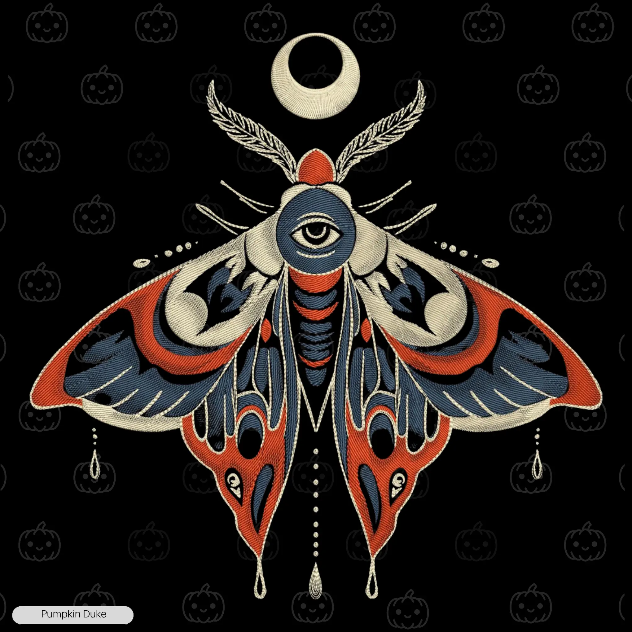 Gothic Luna Moth Embroidery Hoodie