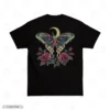 Moon And Roses Gothic Moth Embroidery T-Shirt