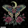 Moon And Roses Gothic Moth Embroidery T-Shirt