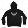 Gothic Skull Moth Black Front Embroidery Hoodie Gothic Skull Moth Embroidery Hoodie