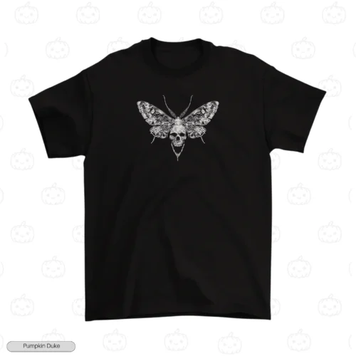 Gothic Skull Moth Black Front Embroidery T-Shirt Gothic Skull Moth Embroidery T-Shirt