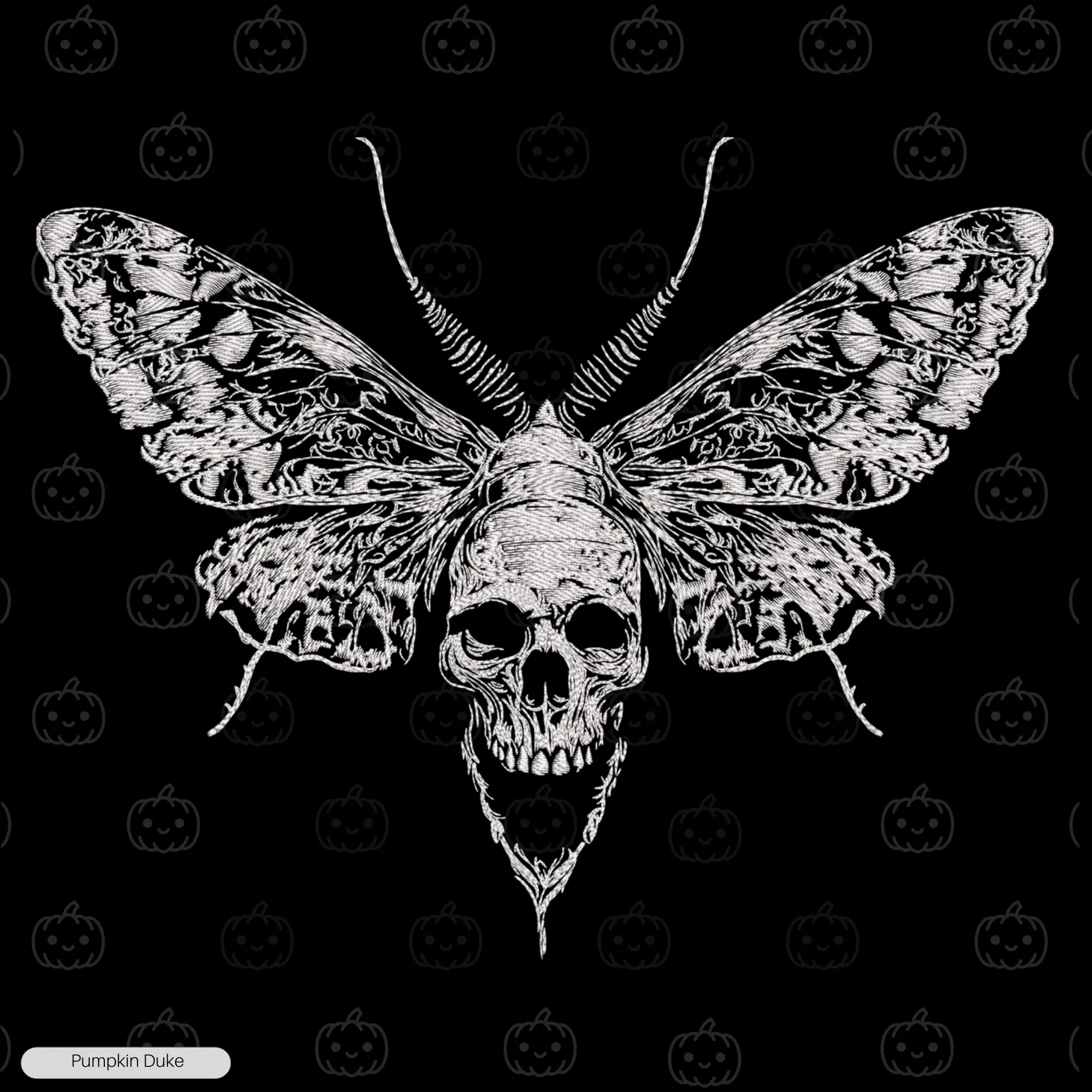 Gothic Skull Moth Embroidery Design Gothic Skull Moth Embroidery Hoodie