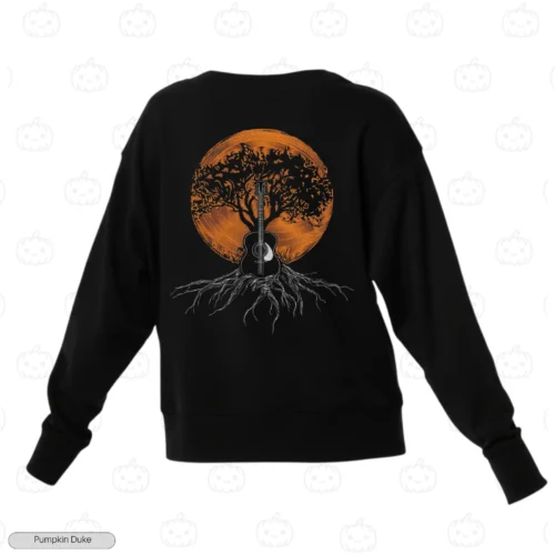 Guitar Tree Black Back Embroidery Sweatshirt Guitar Tree Embroidery Sweatshirt