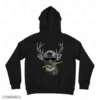 Hipster Deer Black Back Embroidery Hoodie Hipster Deer Embroidery Hoodie