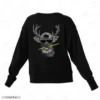 Hipster Deer Black Back Embroidery Sweatshirt Hipster Deer Embroidery Sweatshirt