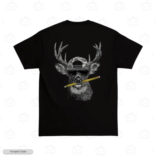 Hipster Deer Black Back Embroidery T-Shirt Hipster Deer Embroidery T-Shirt