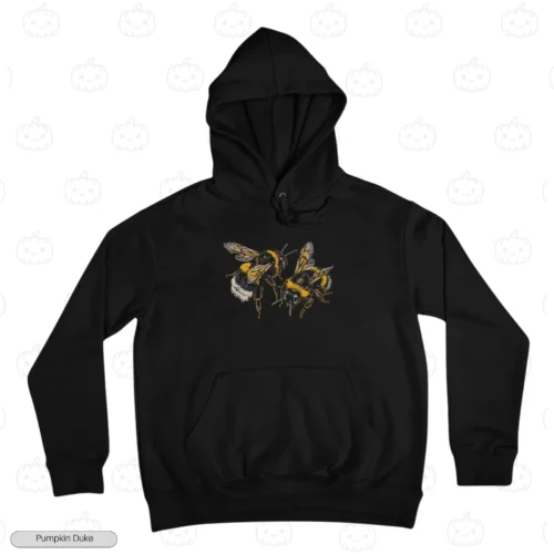 Honey Bee Black Front Embroidery Hoodie Honey Bee Embroidery Hoodie