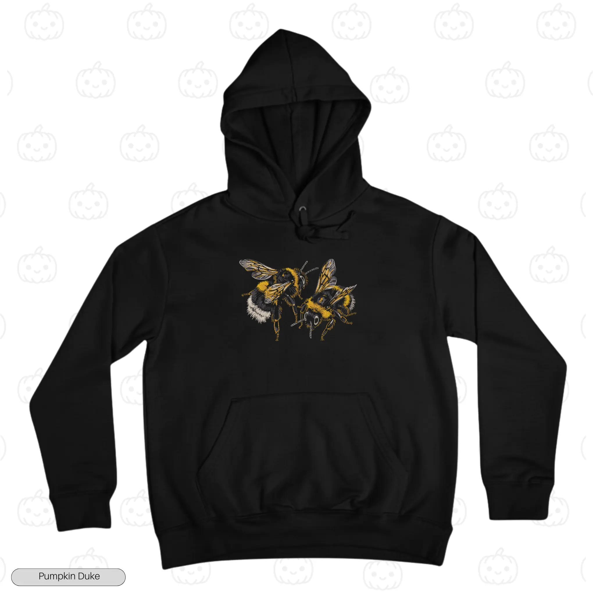 Honey Bee Black Front Embroidery Hoodie Honey Bee Embroidery Hoodie