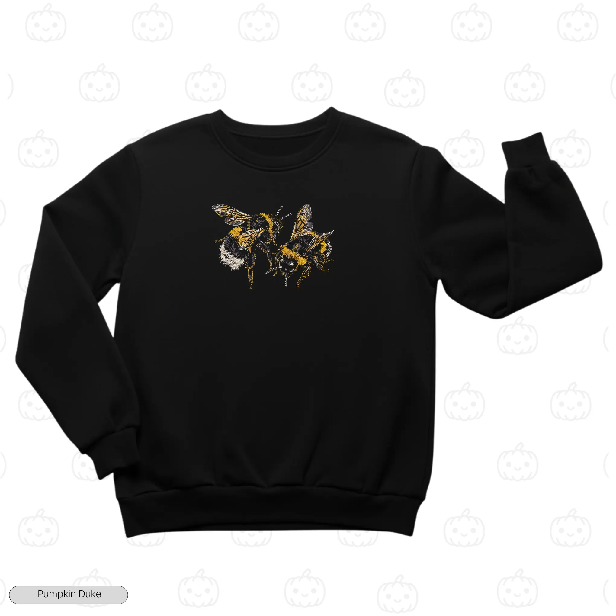 Honey Bee Black Front Embroidery Sweatshirt Honey Bee Embroidery Sweatshirt