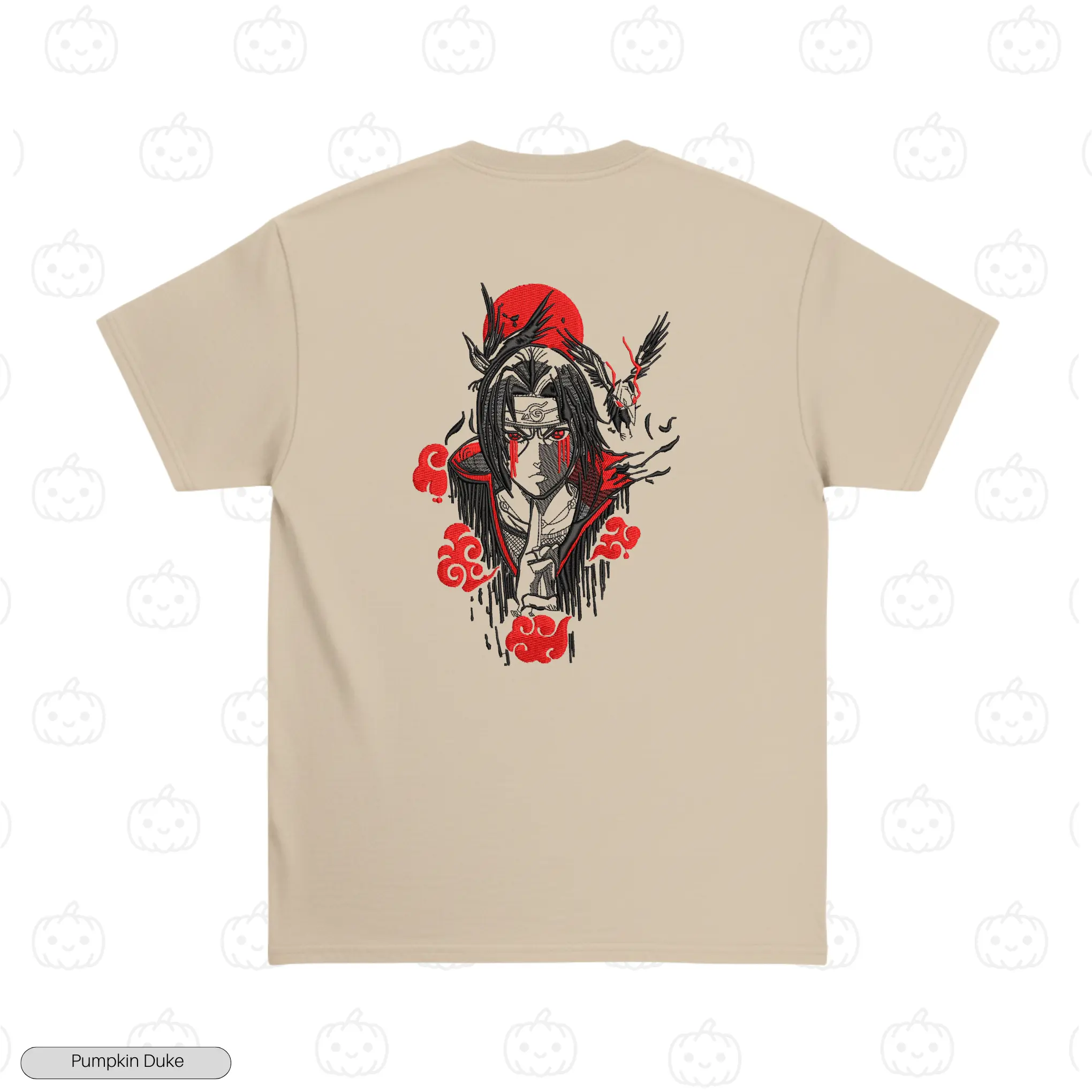 Itachi Red Moon Embroidery T-Shirt