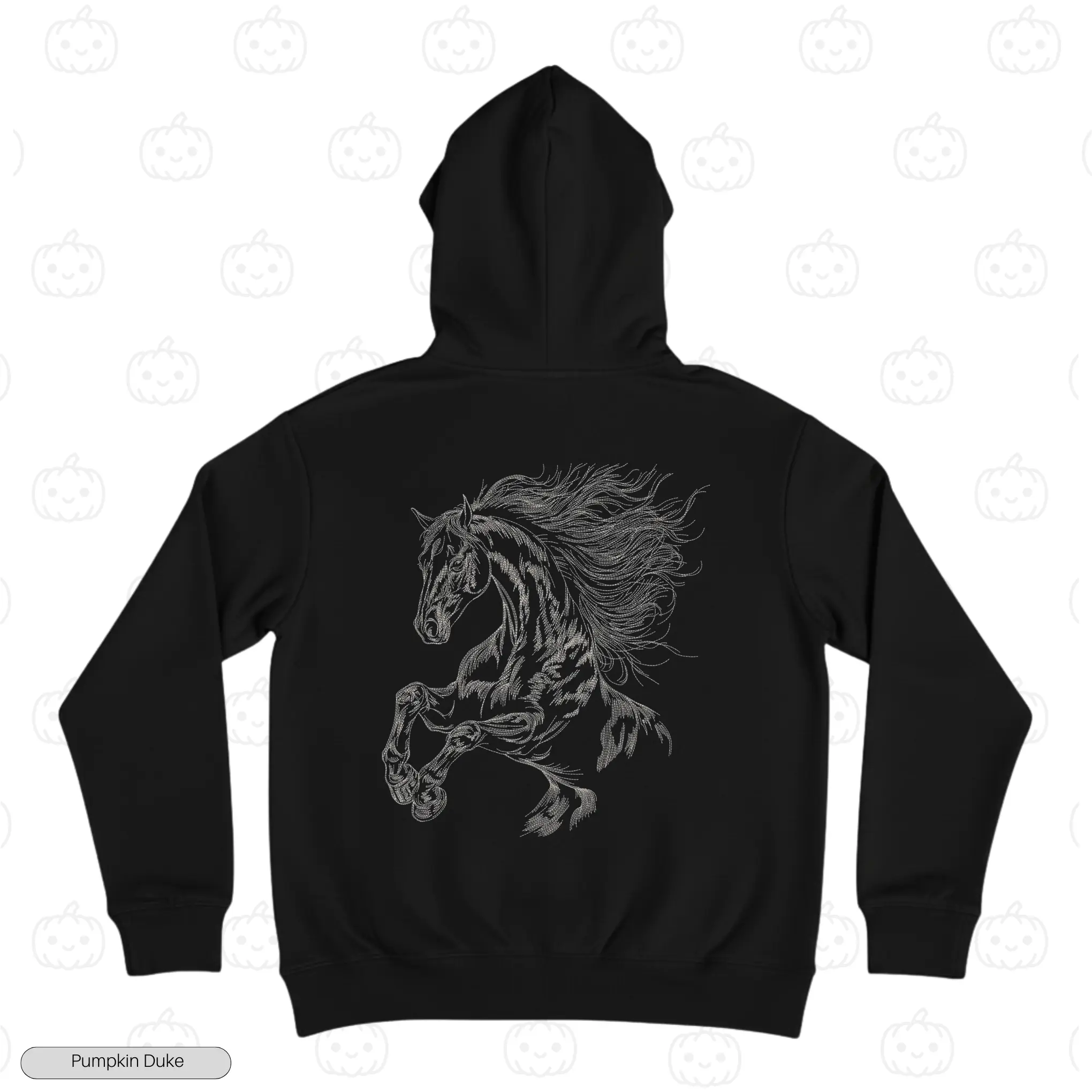 Majestic Rearing Horse Embroidery Hoodie