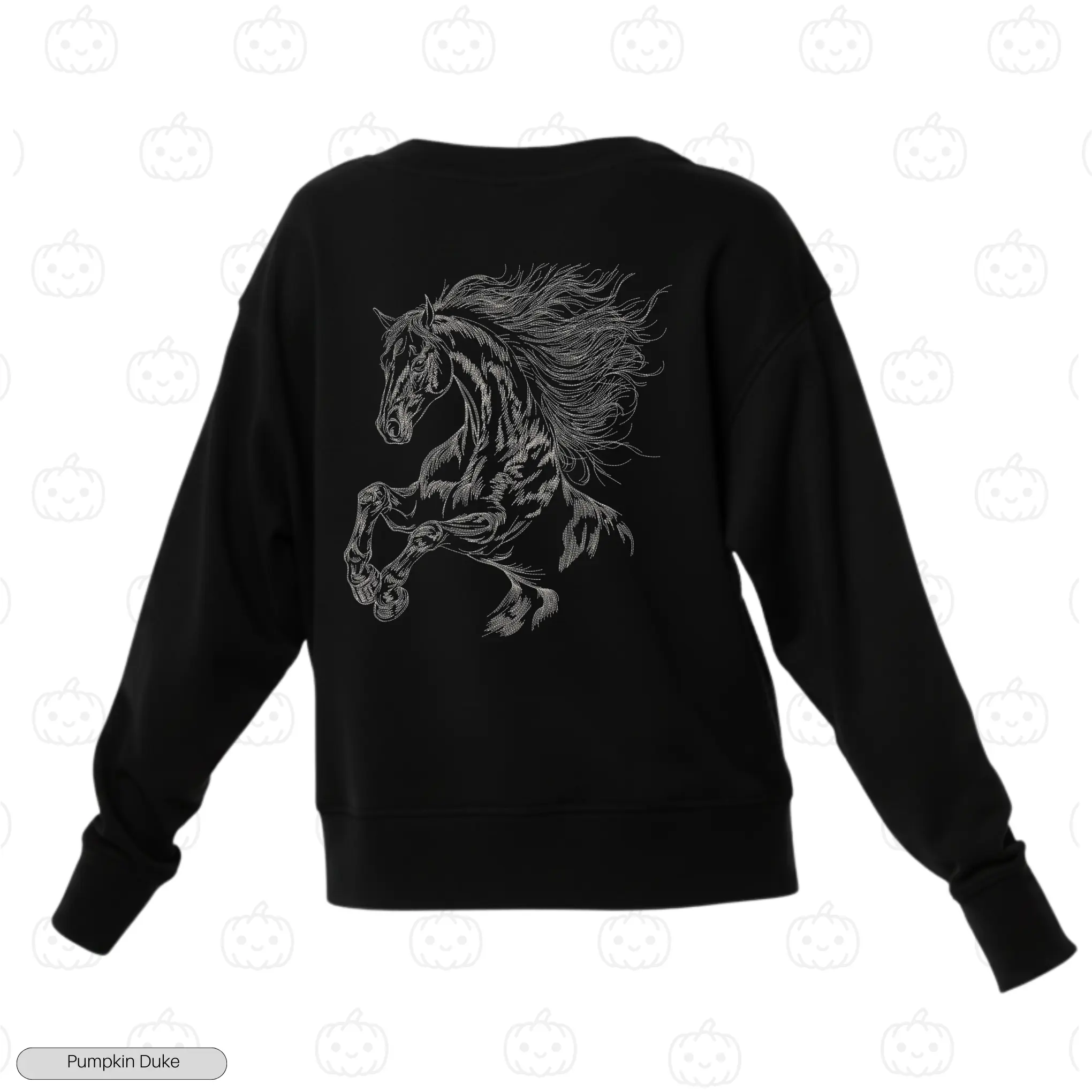 Majestic Rearing Horse Embroidery Sweatshirt