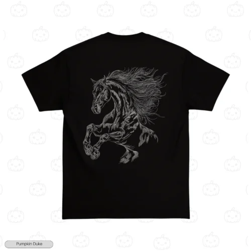 Majestic Rearing Horse Embroidery T-Shirt