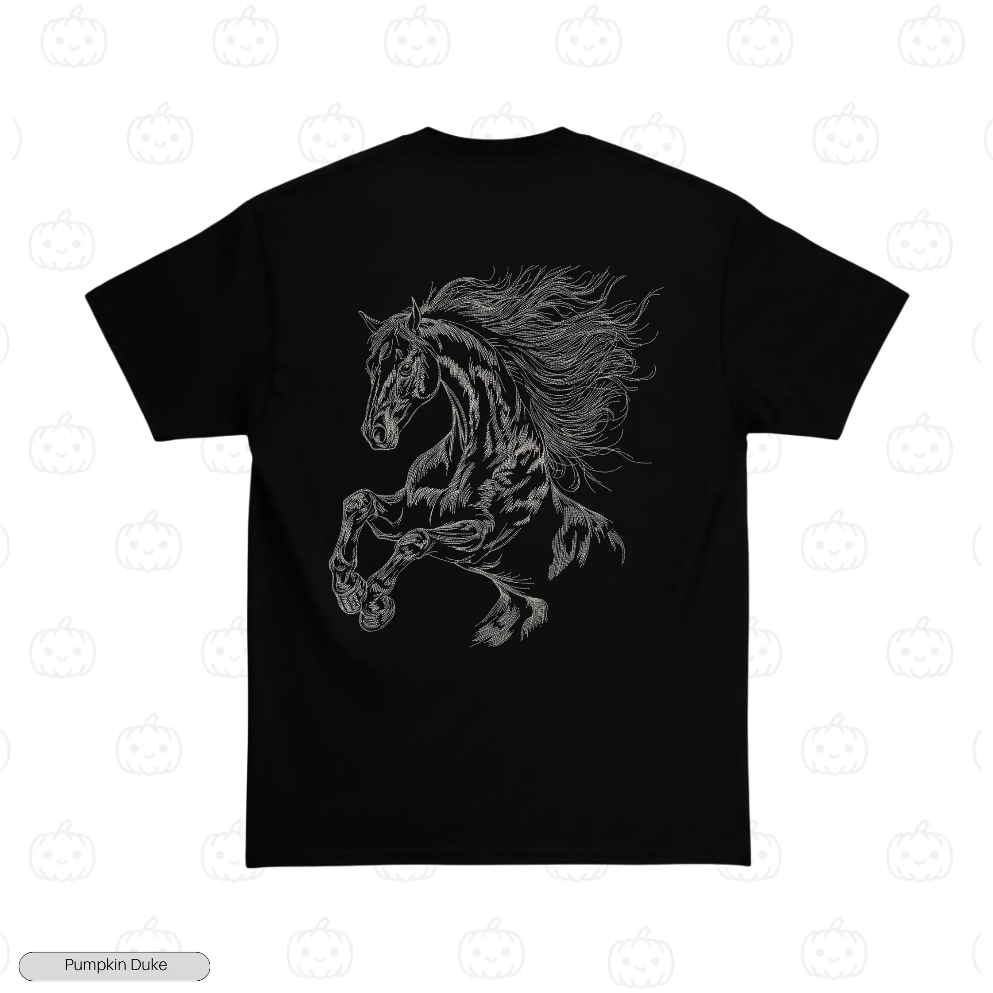 Majestic Rearing Horse Embroidery T-Shirt