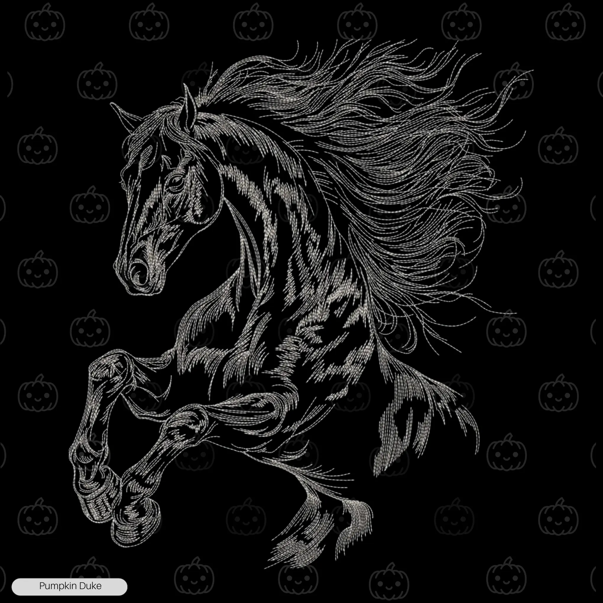 Majestic Rearing Horse Embroidery Hoodie