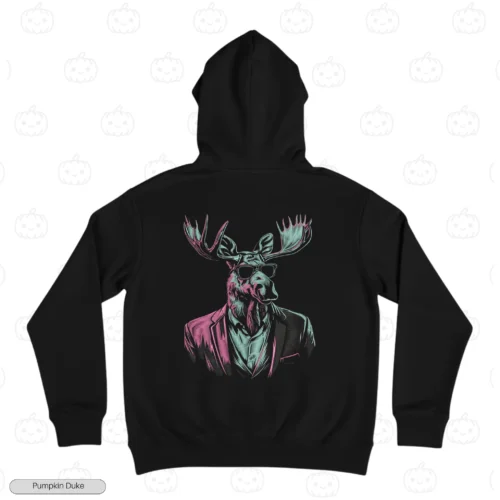 Moose Hipster Embroidery Hoodie
