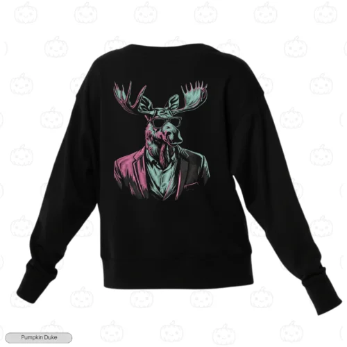 Moose Hipster Embroidery Sweatshirt