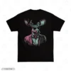 Moose Hipster Black Back Embroidery T-Shirt Moose Hipster Embroidery T-Shirt