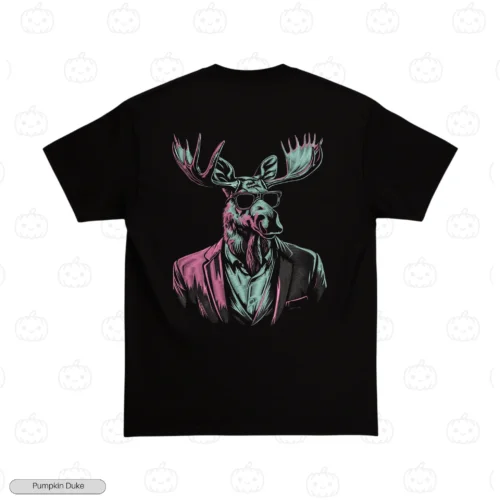 Moose Hipster Embroidery T-Shirt
