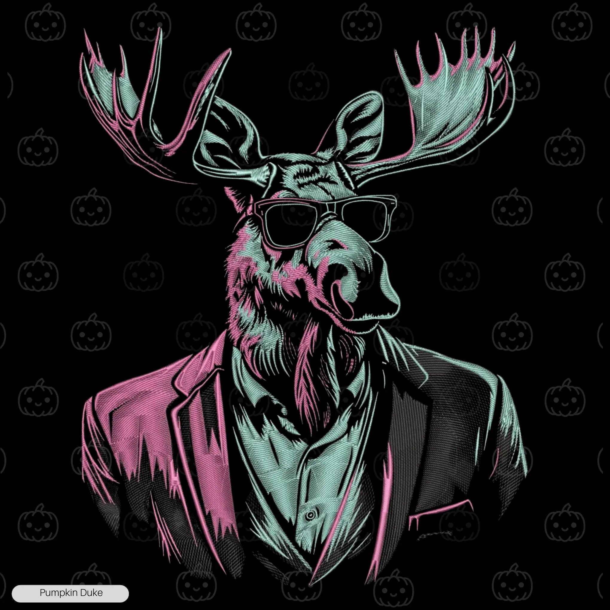 Moose Hipster Embroidery Design Moose Hipster Embroidery T-Shirt