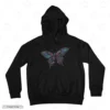 Neon Butterfly Black Front Embroidery Hoodie Neon Butterfly Embroidery Hoodie