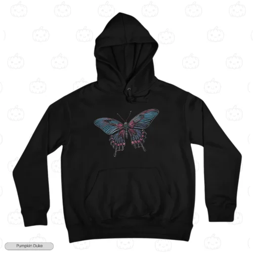 Neon Butterfly Embroidery Hoodie