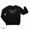 Neon Butterfly Black Front Embroidery Sweatshirt Neon Butterfly Embroidery Sweatshirt