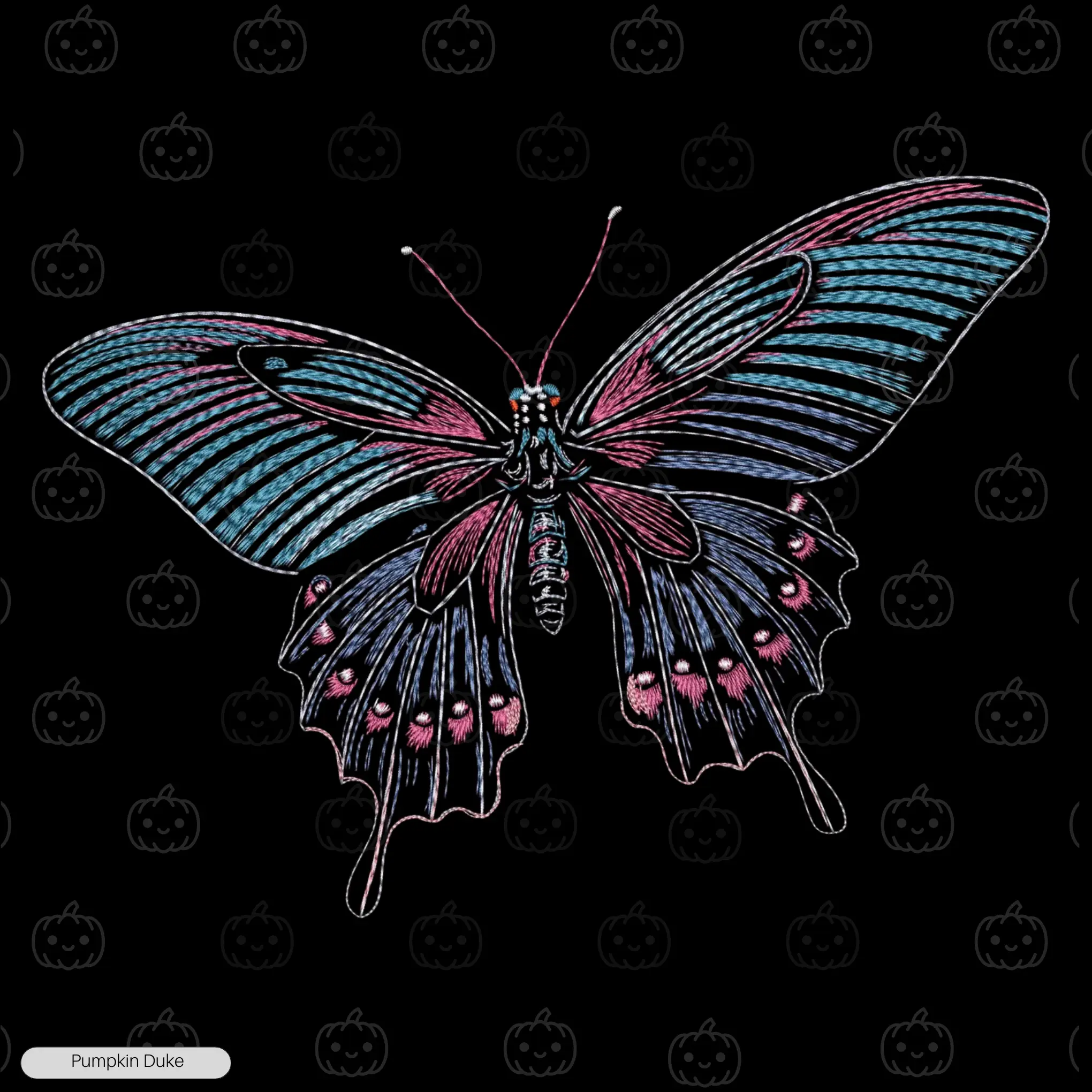 Neon Butterfly Embroidery Design Neon Butterfly Embroidery T-Shirt