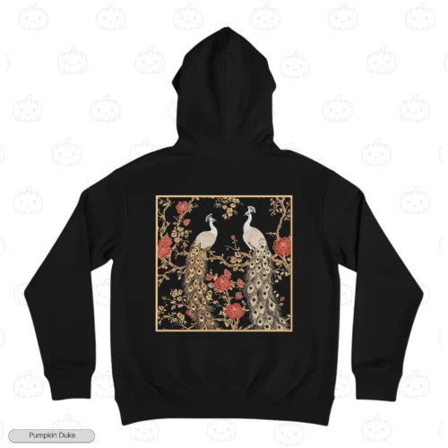 Peacock Floral Portrait Embroidery Hoodie