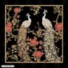 Peacock Floral Portrait Embroidery T-Shirt