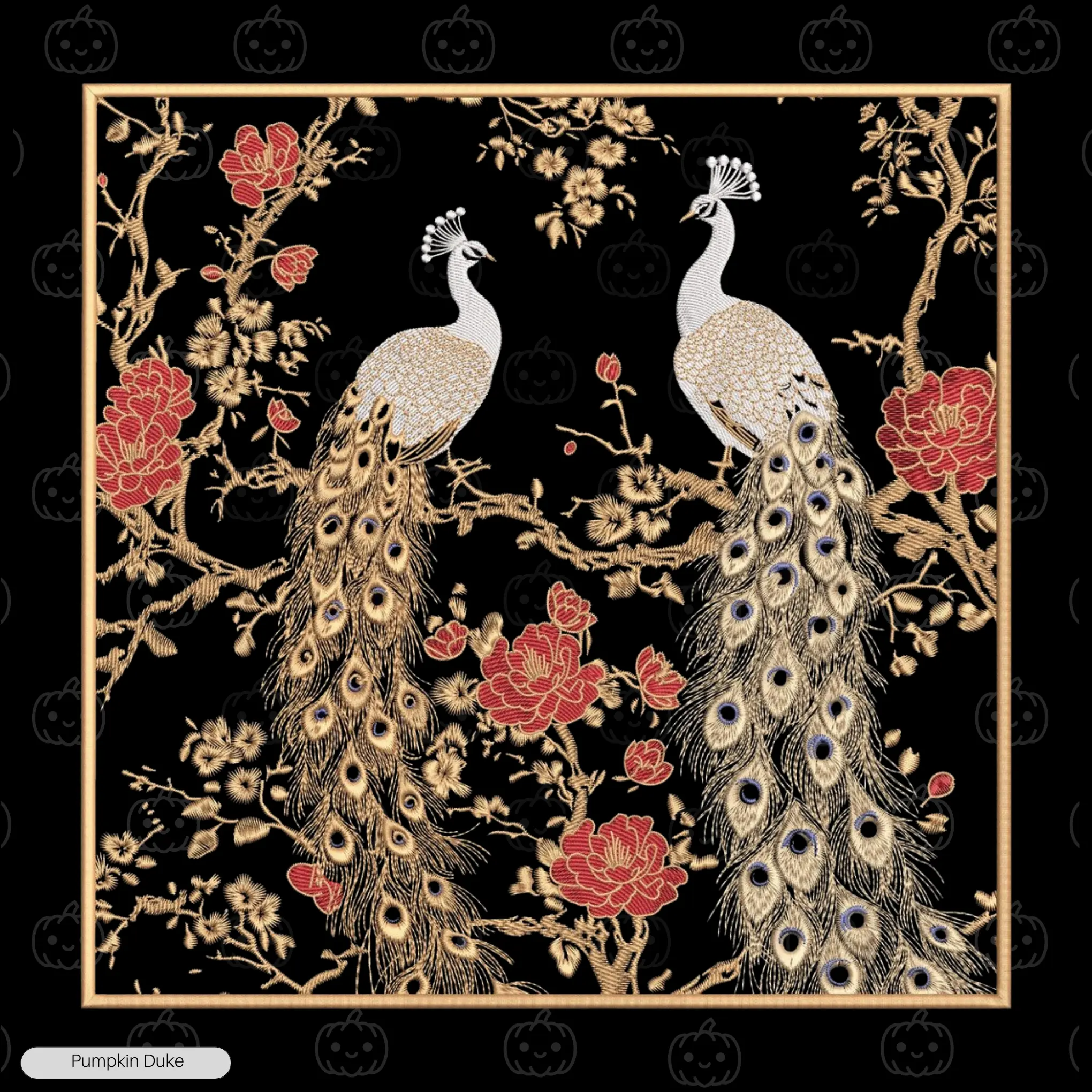 Peacock Floral Portrait Embroidery T-Shirt