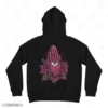 Praying Hands Rose Black Back Embroidery Hoodie Praying Hands Rose Embroidery Hoodie