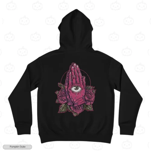 Praying Hands Rose Embroidery Hoodie