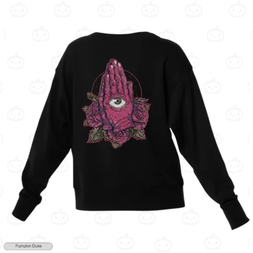 Praying Hands Rose Embroidery Sweatshirt