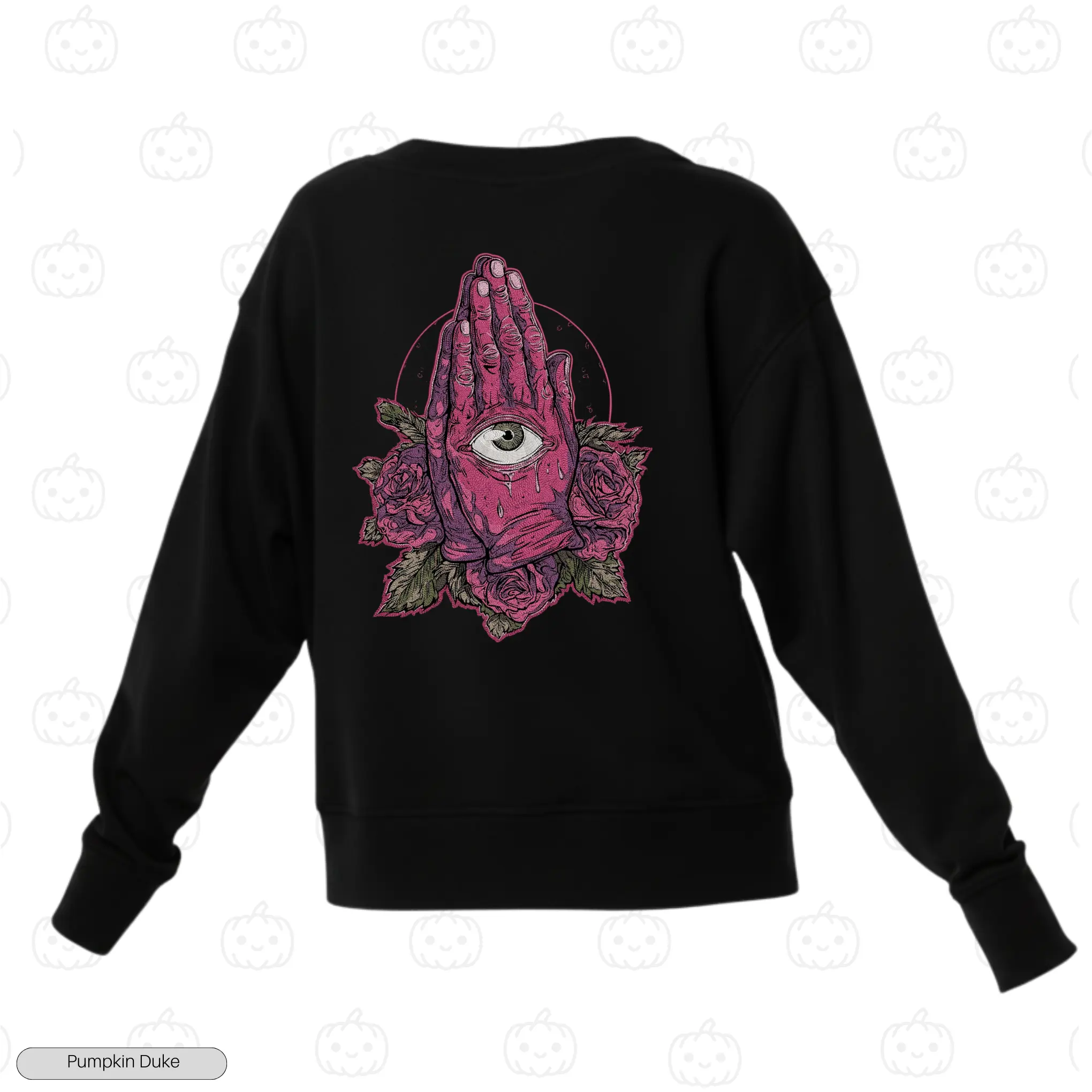 Praying Hands Rose Embroidery Sweatshirt