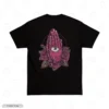Praying Hands Rose Black Back Embroidery T-Shirt Praying Hands Rose Embroidery T-Shirt