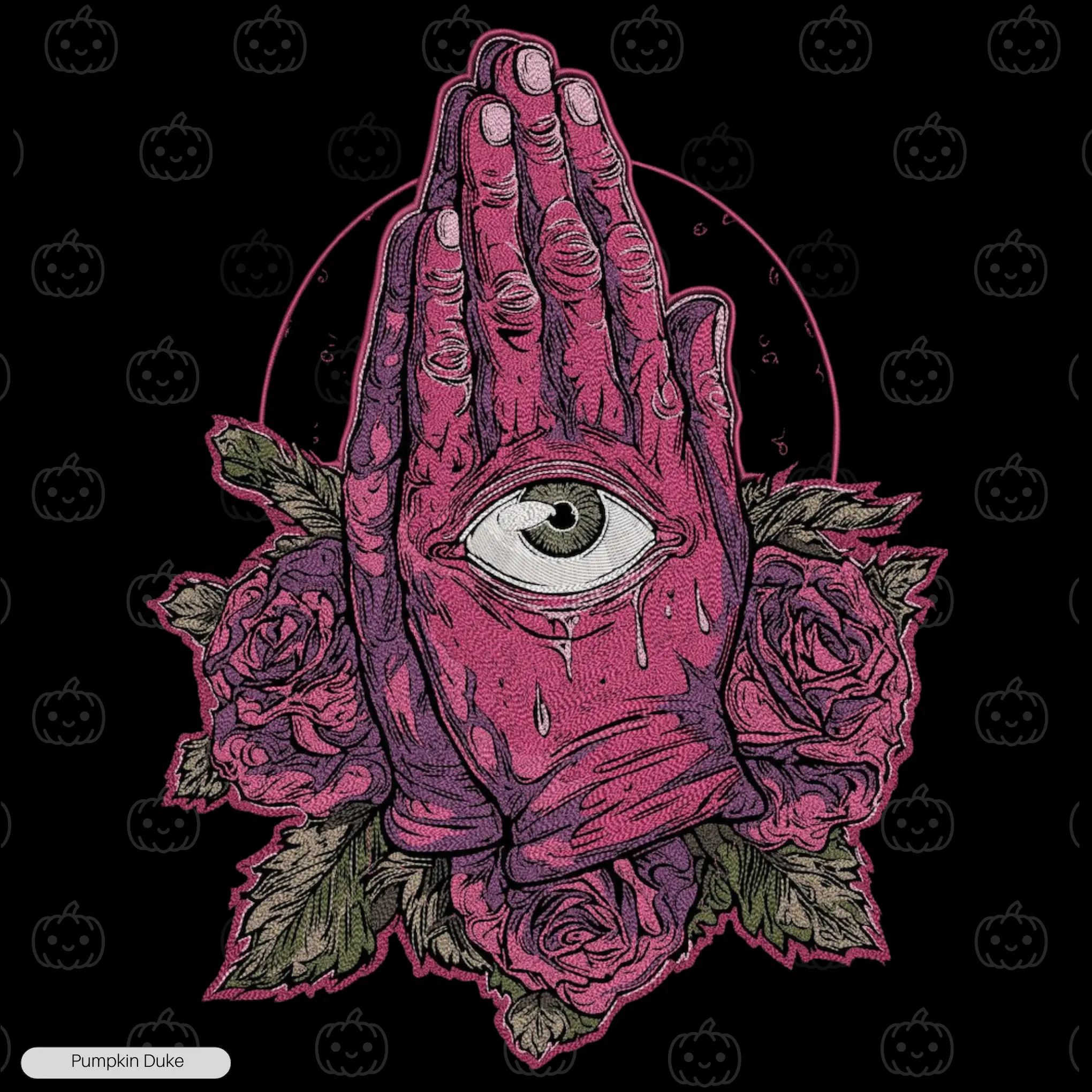 Praying Hands Rose Embroidery Design Praying Hands Rose Embroidery T-Shirt