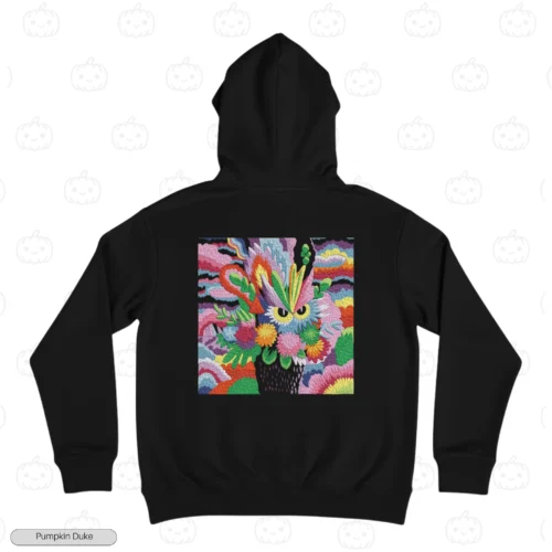 Psychedelic Floral Dragon Embroidery Hoodie
