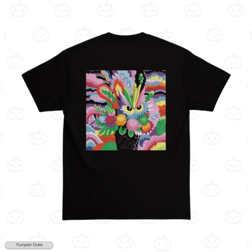 Psychedelic Floral Dragon Embroidery T-Shirt
