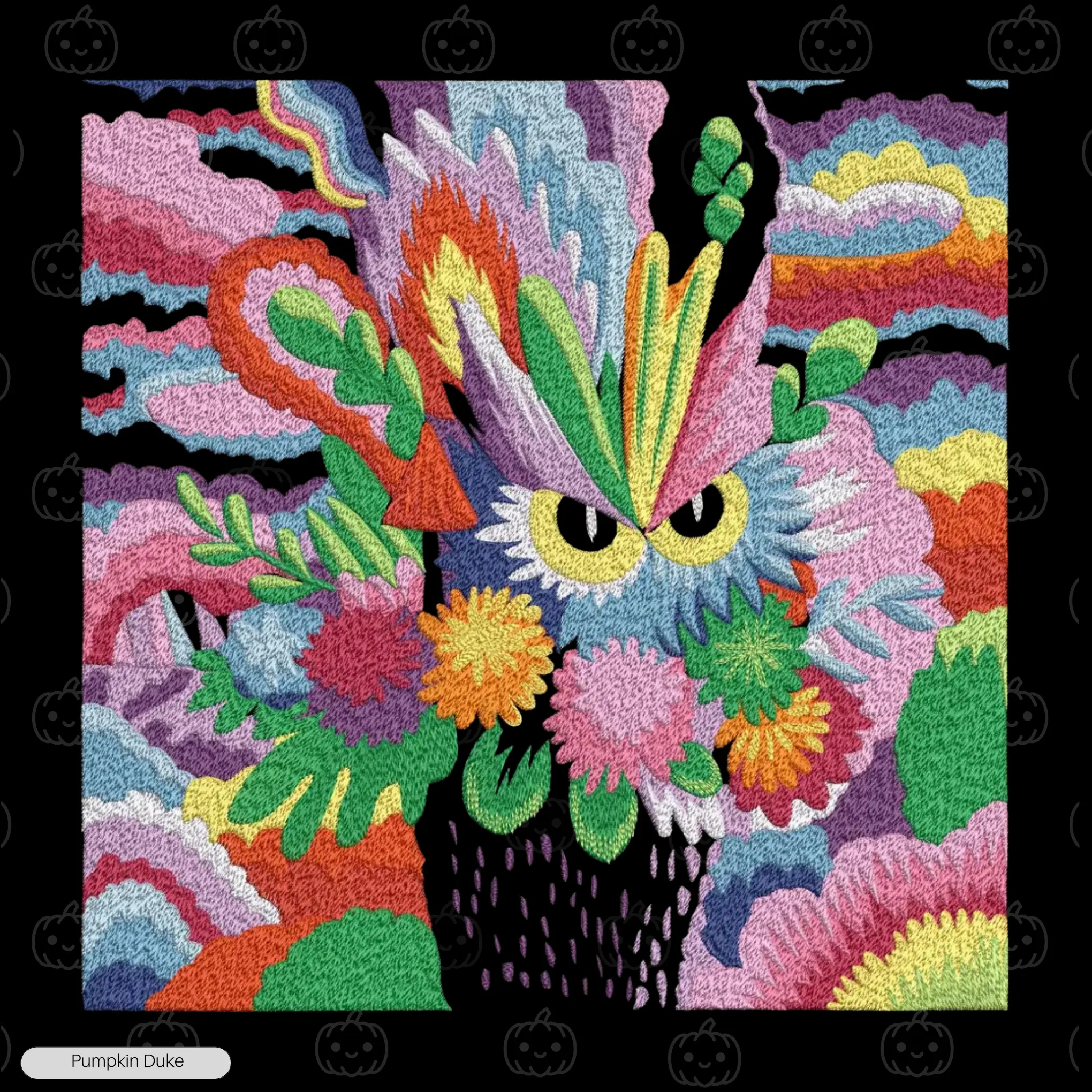 Psychedelic Floral Dragon Embroidery Design Psychedelic Floral Dragon Embroidery T-Shirt