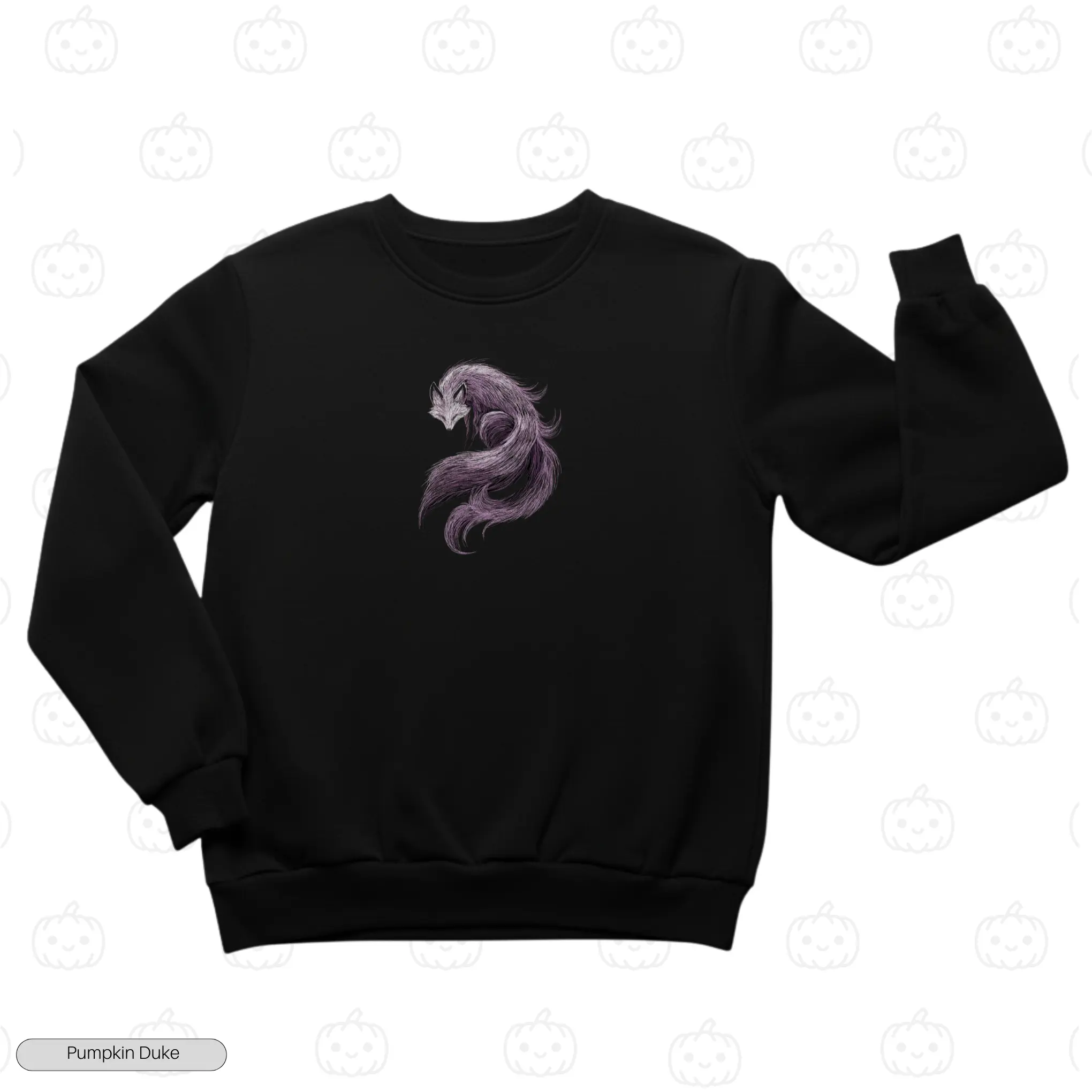 Purple Fox Embroidery Sweatshirt