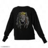 Rasta Crown Lion Black Back Embroidery Sweatshirt Rasta Crown Lion Embroidery Sweatshirt