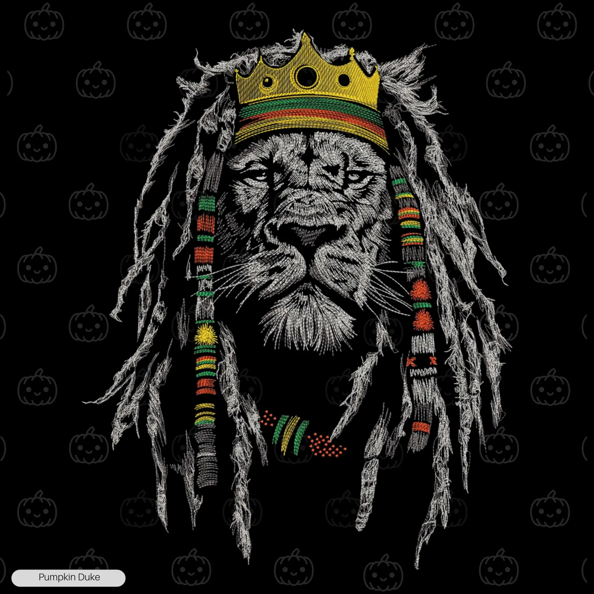 Rasta Crown Lion Embroidery Design Rasta Crown Lion Embroidery Sweatshirt