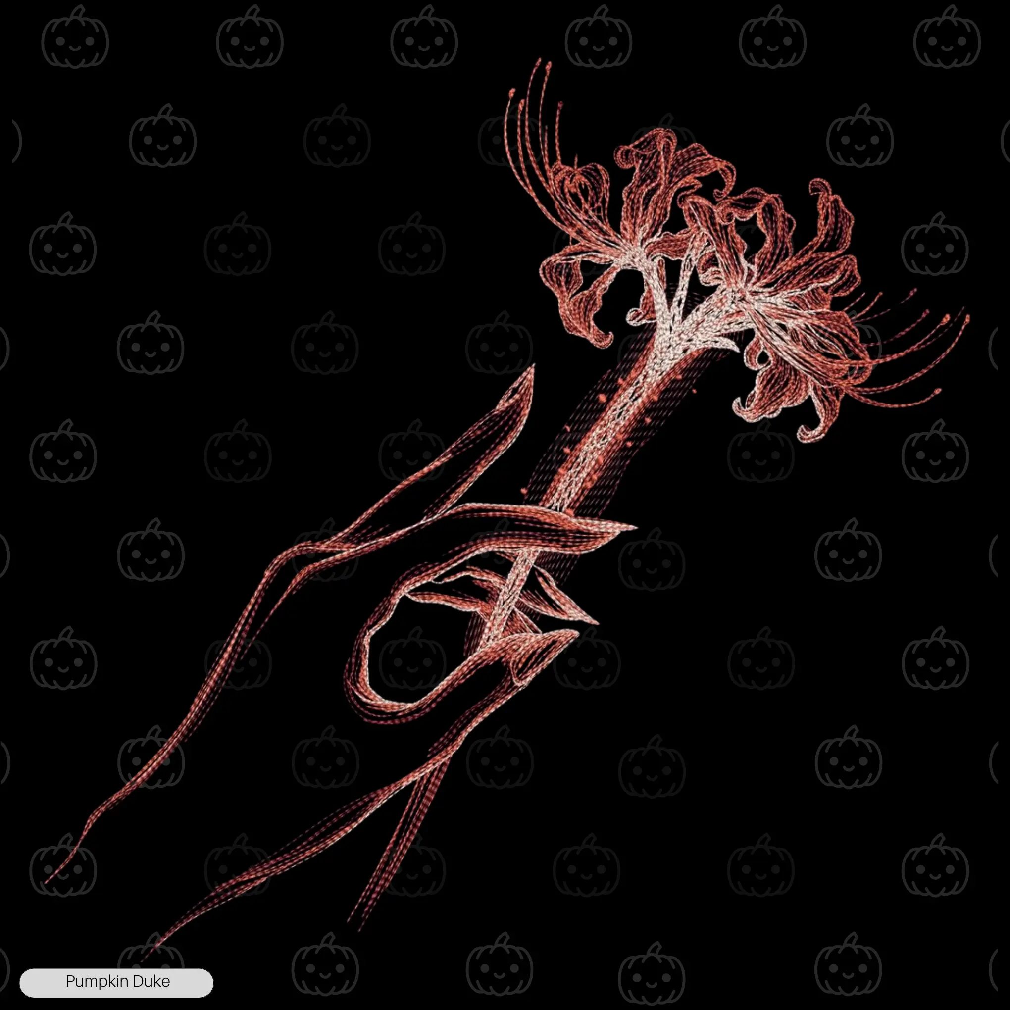 Red Spider Lily Embroidery Design Red Spider Lily Embroidery T-Shirt