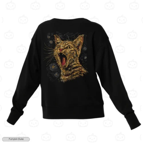 Roaring Carrot Cat Embroidery Sweatshirt