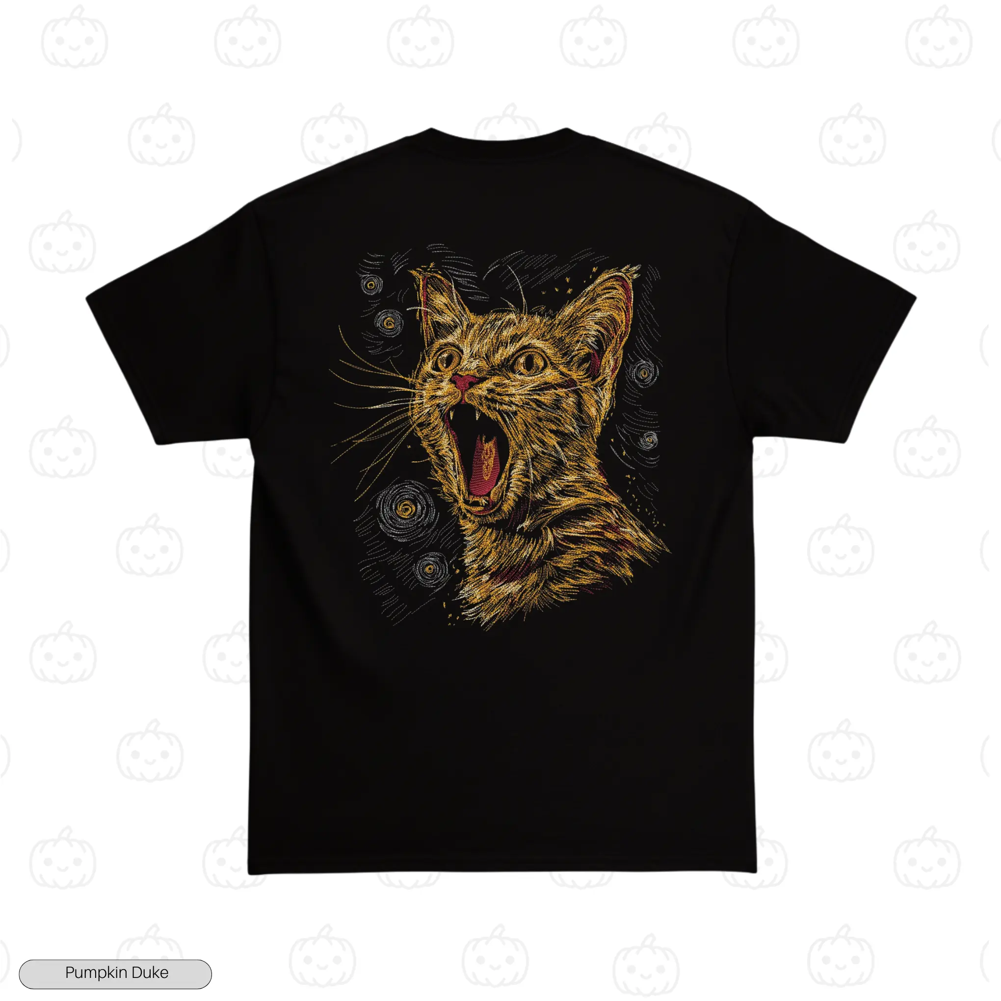 Roaring Carrot Cat Embroidery T-Shirt