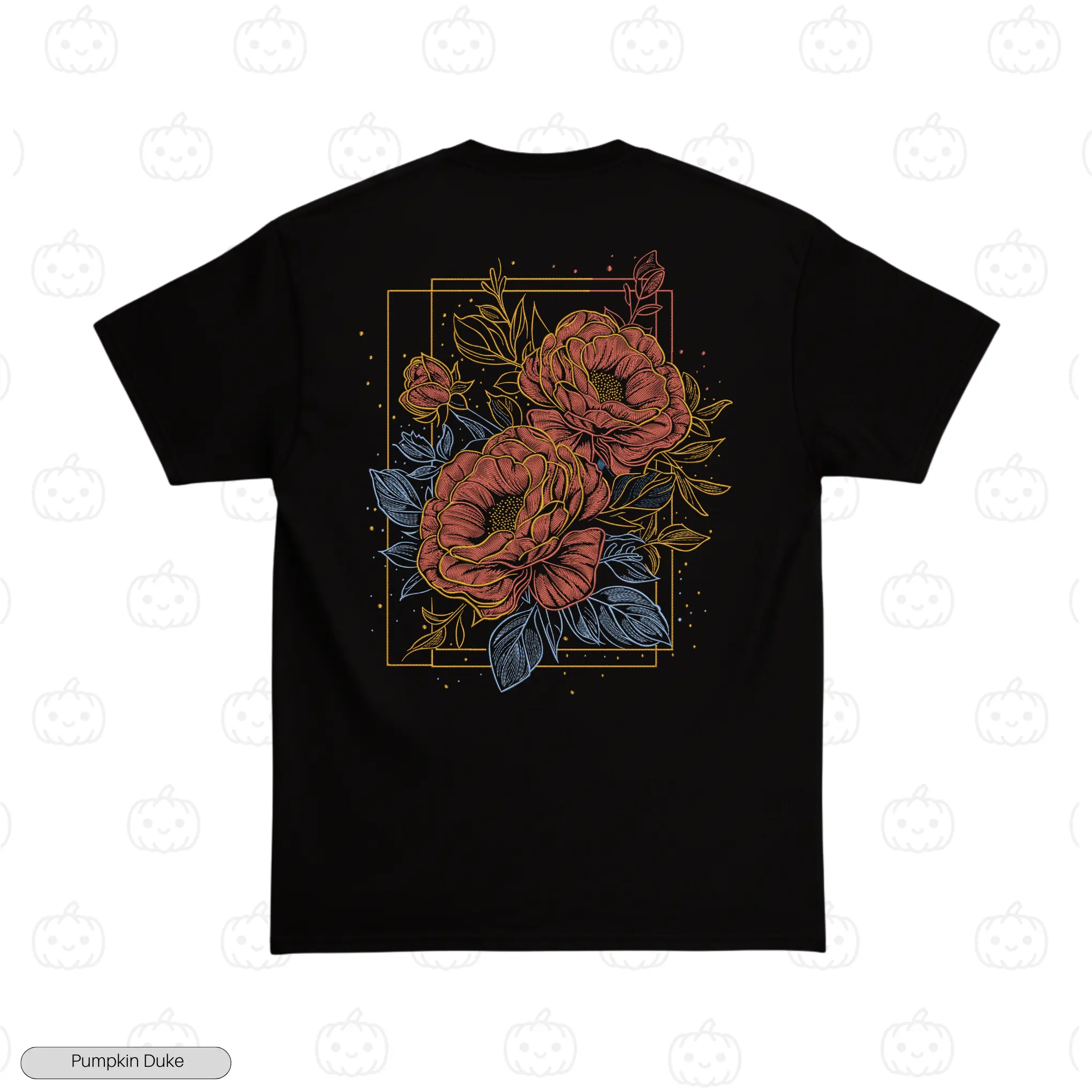 Rose Bloom Portrait Embroidery T-Shirt
