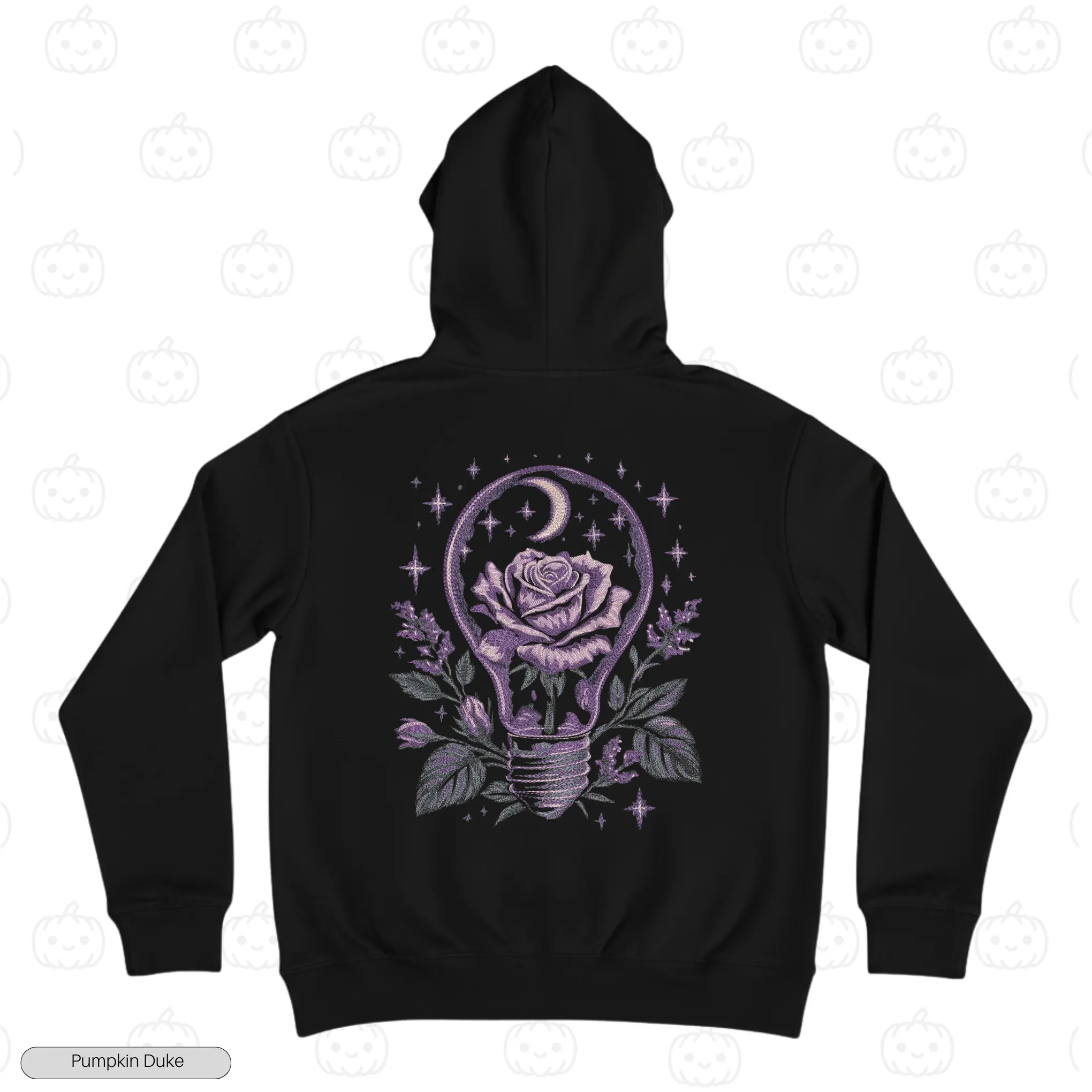 Rose in Light Bulb Black Back Embroidery Hoodie Rose in Light Bulb Embroidery Hoodie