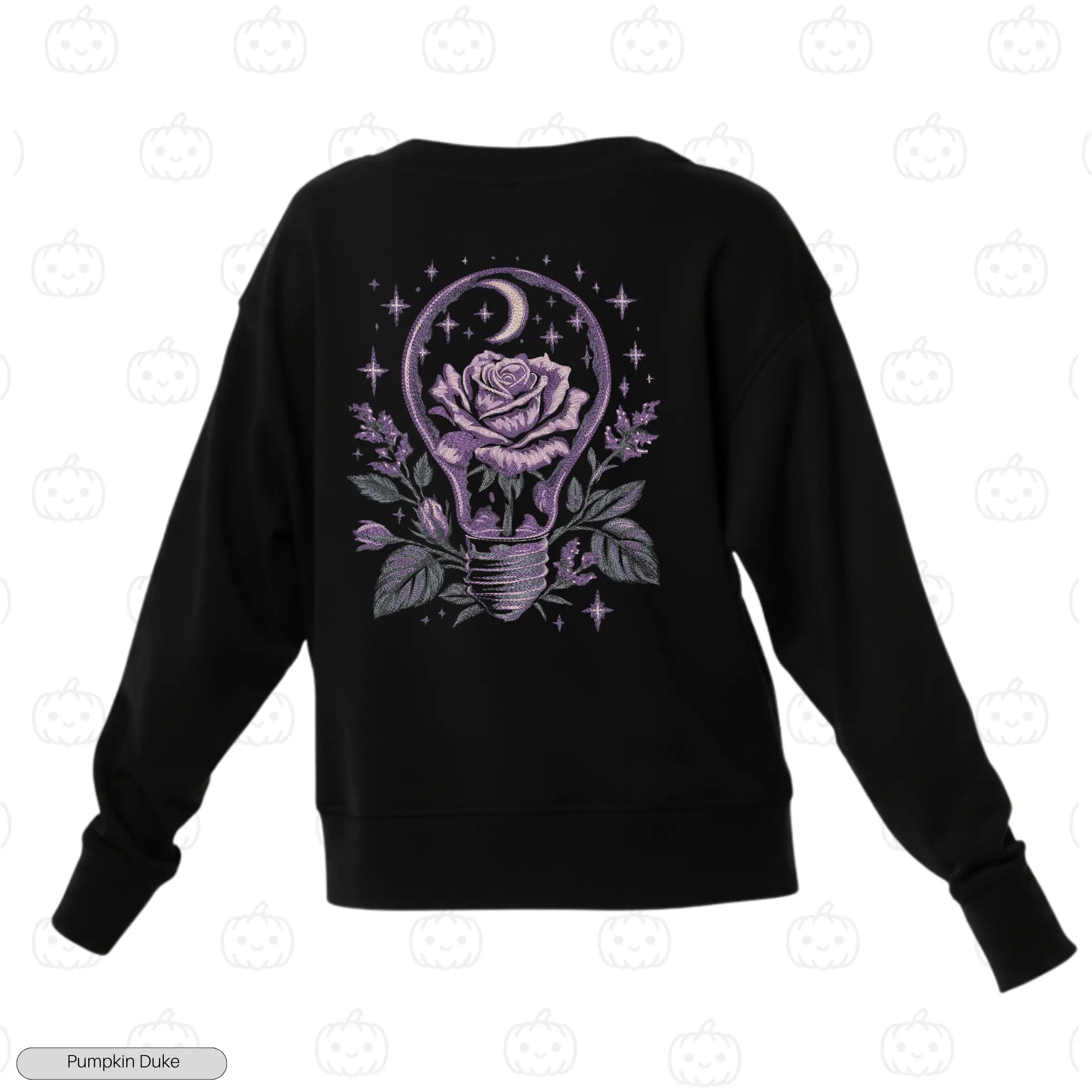 Rose in Light Bulb Embroidery Sweatshirt